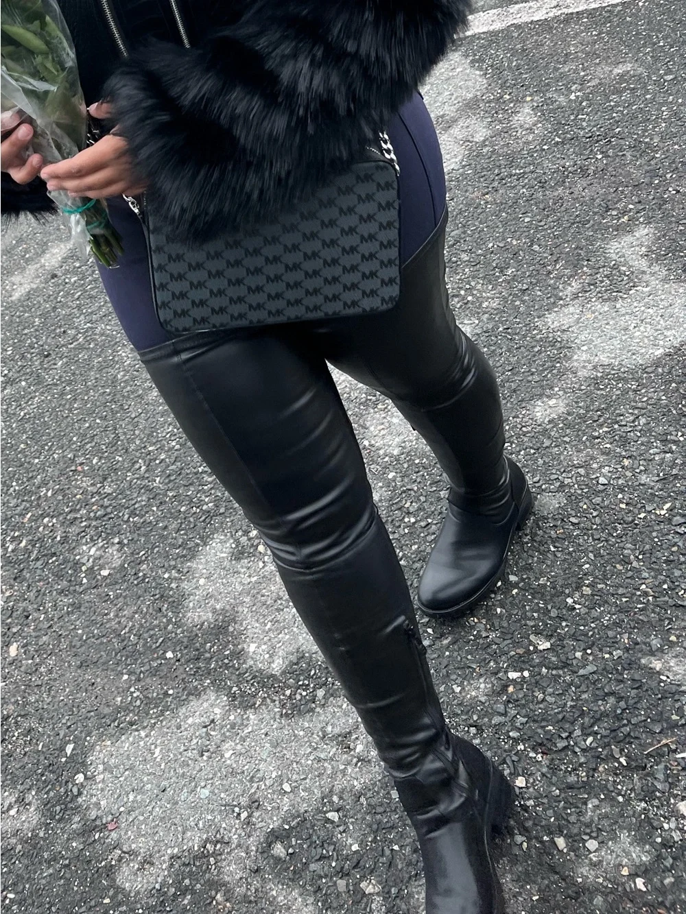 AKIRA Black Over-the-Knee Leather Boots